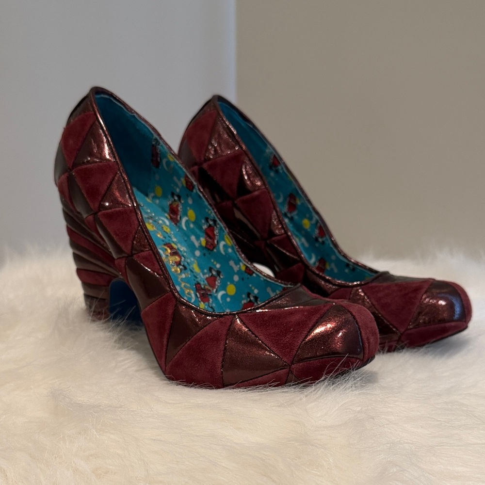 Irregular Choice Maroon/Metallic chunky heel